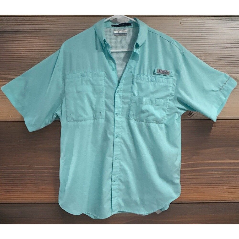 Columbia PFG Tamiami Short Sleeve Fishing Shirt Women’s S Light Blue Omni‑Shade